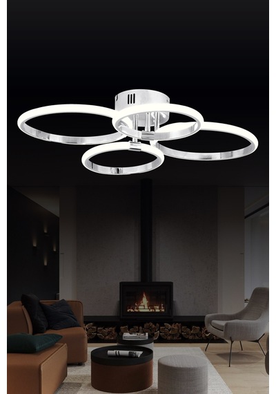 Pl 02 4 Model Krom 3 Renkli Salon Ve Oturma Odası İçin İdeal Alüminyum Avize, 60x10 Krom