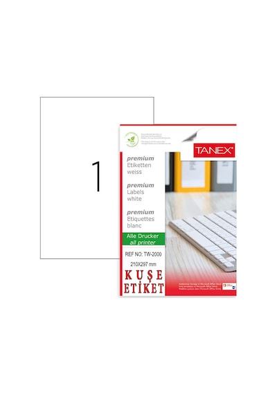 Tanex A4 Tw-2000 Kuşe Laser Etiket 210X297 Mm.