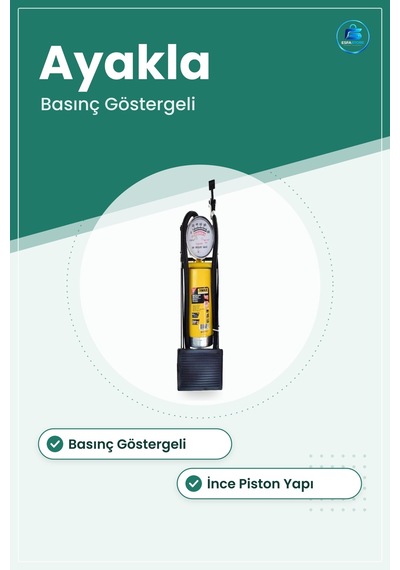 İnce Piston Ayak Şişirme Pompası Ayakla Kullanım Basınç Göstergel