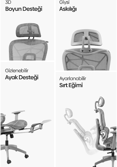 Karr Office Odessa Fonksiyonel Çalışma Koltuğu Gri