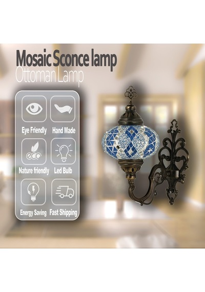 Mozaik Aplik Otantik Gece Lambası El Yapımı Mozaik Bahçe Aplik Diğer