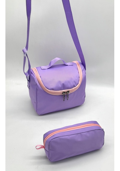 Suya Dayanıklı İlk Okul Çantası 3'lü Seti Unisex Çocuk İlkokul Çantası Ldc-8010 Pudra-lila Purple