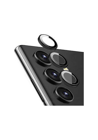 Samsung Uyumlu Galaxy S23 Kamera Lens Koruyucu Halka Set Siyah AL8114