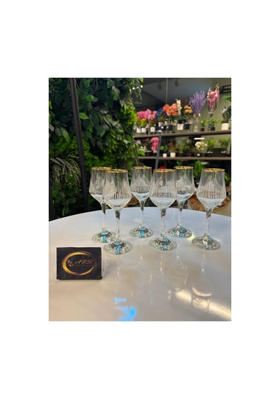 Grappa Eyfel Altın Yaldızlı 6'lı Kahve Yanı Bardağı, Su-meşrubat-soda Bardağı, Sunumluk Gold-yaldız