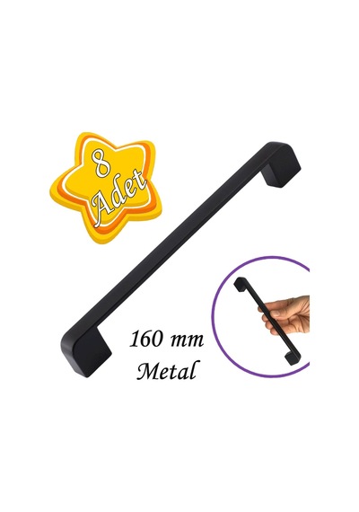 8 Adet Oval Marmara Kulp 160 Mm Siyah Mutfak Kulpu Çekmece Dolap Kapak Kulbu Metal Mobilya Dolab