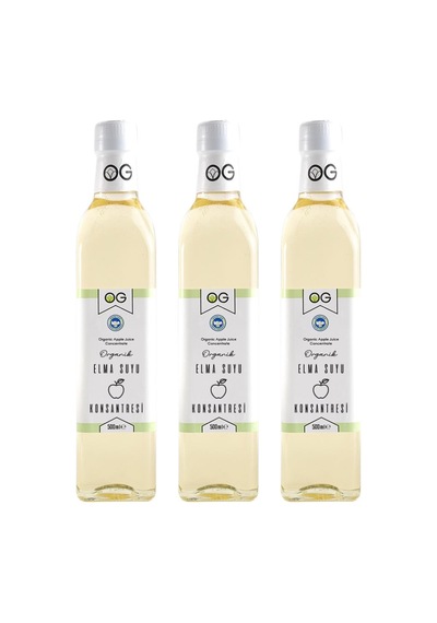 OG natural Organik Sertifikalı Elma Suyu Konsantresi +6 Ay Bebek Ek Gıda Tatlandırıcısı 3 x 500 ML