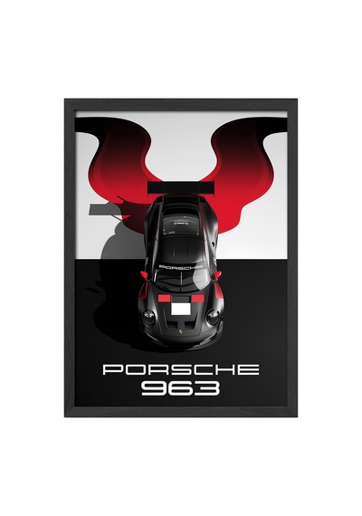 Porsche 939 Siyah Ahşap Çerçeveli Poster, Dekoratif Araba Duvar Tablosu