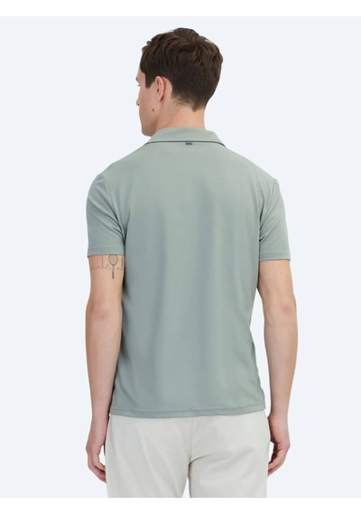 Kip Haki Düz Çevre Dostu Polo Yaka T-shirt Haki