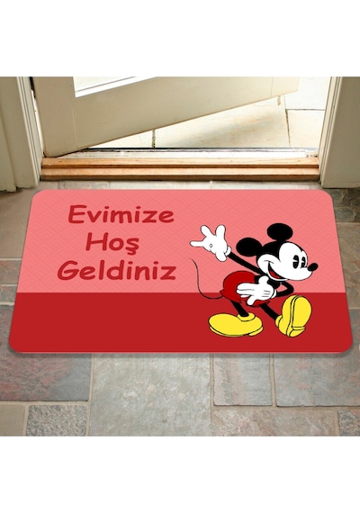 Kopya - Dijital Baskılı Desenli Dekoratif Dış Kapı Önü Ve Iç Mekan Paspası Yıkanabilir Kaymaz Taban Kırmızı