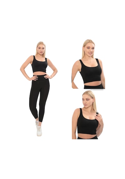 Fantazer Premium Göğüs Toparlayıcı Sarkma Önleyen Spor Günlük Kalın Askılı Pedli Fitilli Crop Büstiyer Siyah