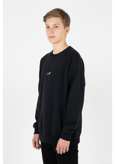 Kanguru Cepli Baskılı Detaylı Erkek Çocuk Sweatshirt-90884 Siyah