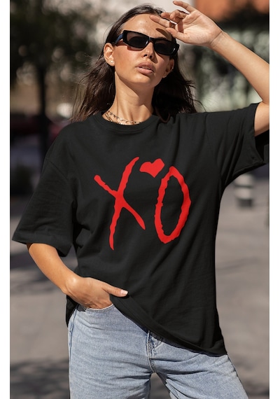 Sevbano Xo The Weeknd Rapper Baskılı Unisex Oversize Şarkıcı Tişört Siyah