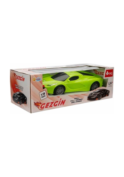 1:18 Şarjlı Uzaktan Kumandalı Spor Araba - Full Fonksiyon Usb Kablolu Oyuncak Araba 20 Cm Yeşil