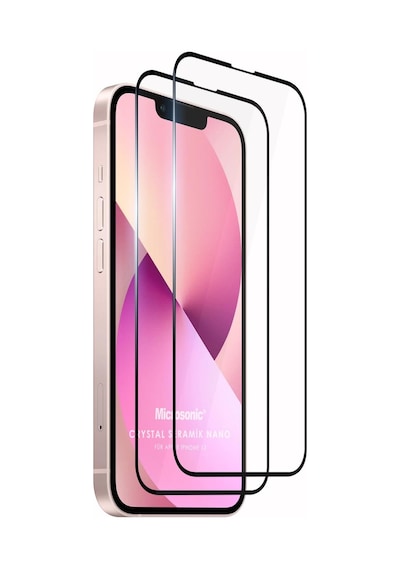 Microsonic Apple  Uyumlu iPhone 13 Crystal Seramik Nano Ekran Koruyucu Siyah 2 Adet