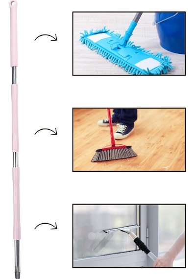 Tüm Vidalı Fırça ve Temizlik Gereçleriyle Uyumlu Mop Sapı 3 Parçalı Ayrılabilir