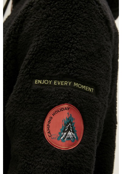 Bad Bear Shaggy Plush Full-zip Siyah Peluş Erkek Kapüşonlu Sweatshirt-siyah Siyah