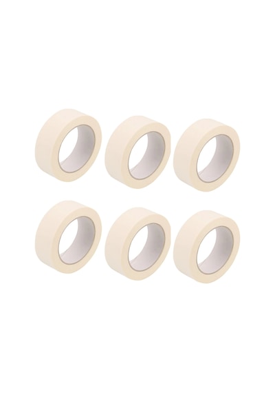6 Adet Maskeleme Bandı Boya Bandı 24mm X 25m Kağıt Bant