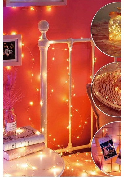 2x2 Metre Usb'li 8 Animasyonlu Uzaktan Kumandalı Gün Işığı Peri Tel Led Perde Sarı