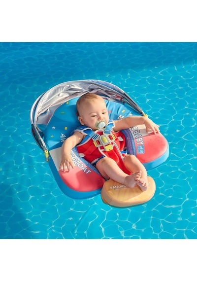 Mambobaby Yüzme Simidi - Stars&stripes, Emniyetli, Gölgelikli Ve Ayak Destekli