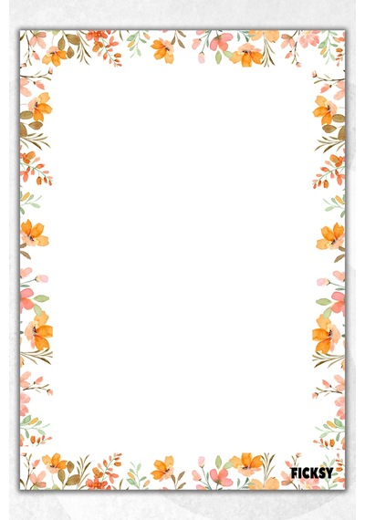 A5 Çiçek Bloknot Çizgisiz Defter - 50 Yaprak - Memopad - Notepad - Not Defteri - Not Kağıdı Turuncu Turuncu