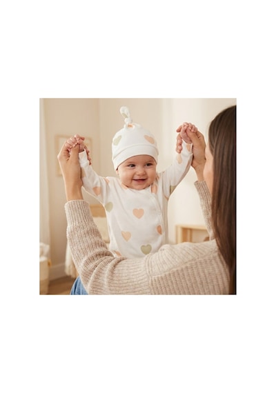 Babysena Kalp Desenli Bereli Kız Bebek Tulum Çok Renkli