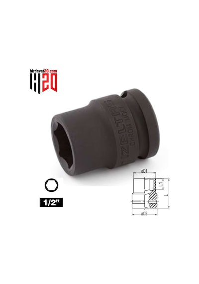 İzeltaş 1/2" 17mm Altı Köşe Havalı Lokma Anahtar (mm) Kısa-11130