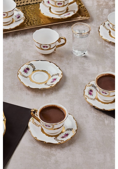 Karaca  Royal Bone Elizabeth 6 Kişilik Kahve Fincan Takımı 90 Ml