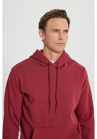 AC&Co / Altınyıldız Classics Standart Fit Normal Kesim Kapüşonlu Kanguru Cepli Pamuklu Erkek Sweatshirt Bordo