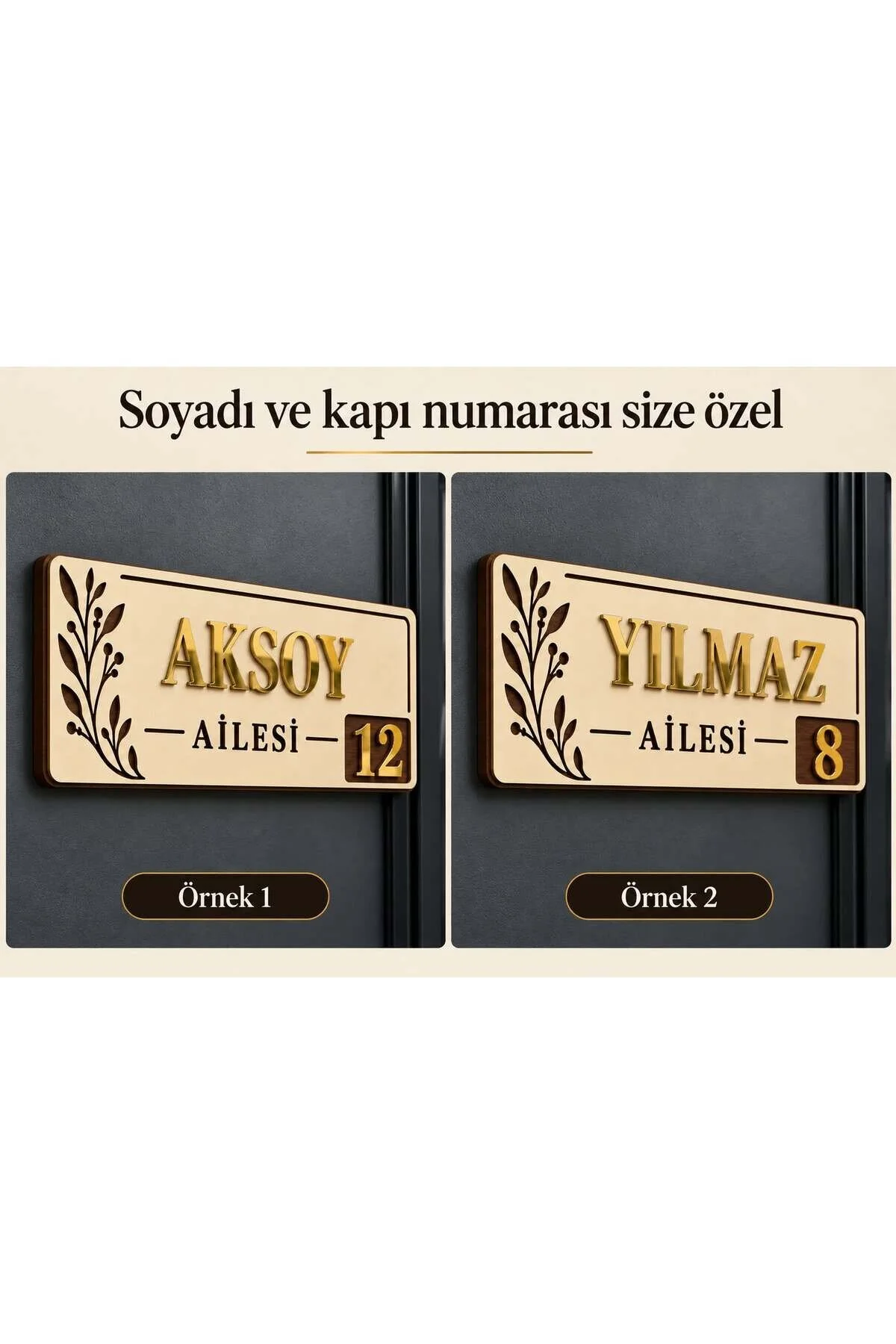 Kişiye Özel Aile İsimliği Kapı Numarası Ahşap Mdf Kapı İsimliği Dış Kapı Dekoru