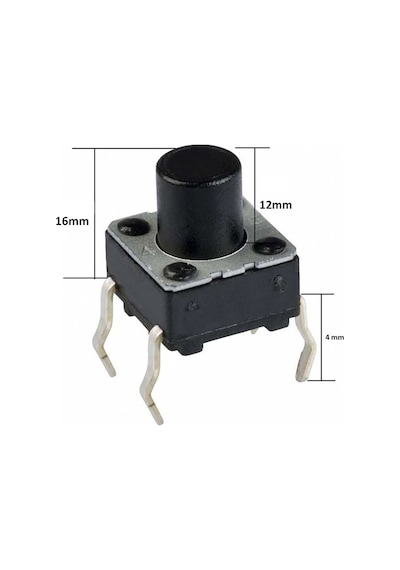 Koodmax-Push Button Buton Tach Switch 6X6 10'Lu Paket - Farklı Boyutlar 6X6 15Mm