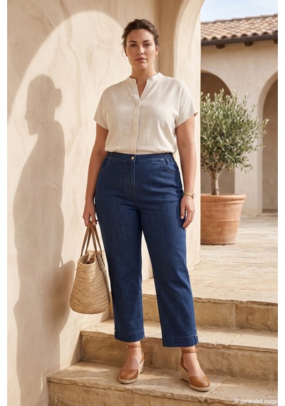 Lale Butik Büyük Beden Kadın Paçası İnci Detay Kot Denim Pantolon 09 Koyu Lacivert Lale Butik Büyük Beden Kadın Paçası İnci Detay Kot Denim Pantolon 09 Koyu Lacivert