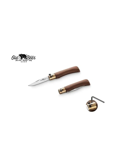 Antonini Old Bear Classical American Walnut 17cm S Tırtıklı Kamp Çakı Çok Renkli