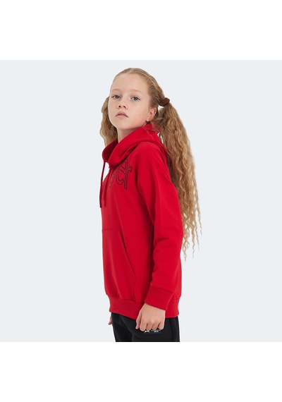 Slazenger LETTO Çocuk Kapüşonlu Cepli Kırmızı Sweatshirt