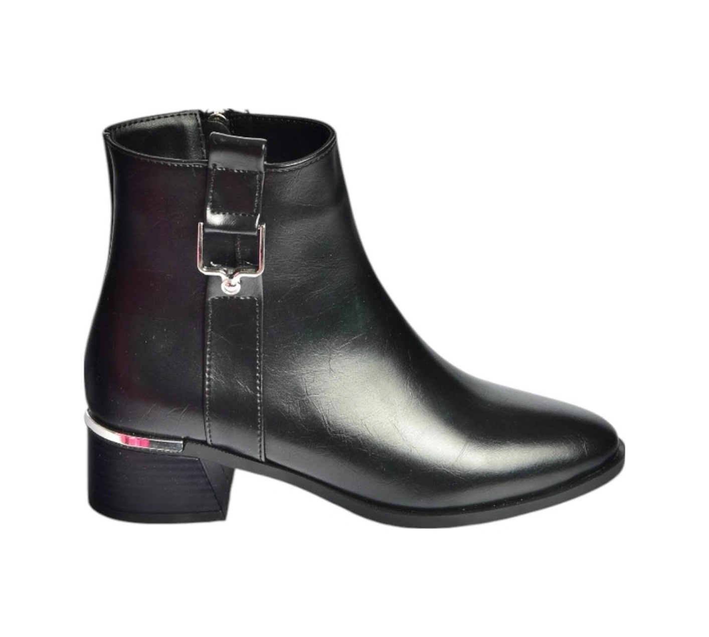Fox Shoes V518978809 Siyah Alçak Topuklu Kadın Bot Siyah-Suni Deri