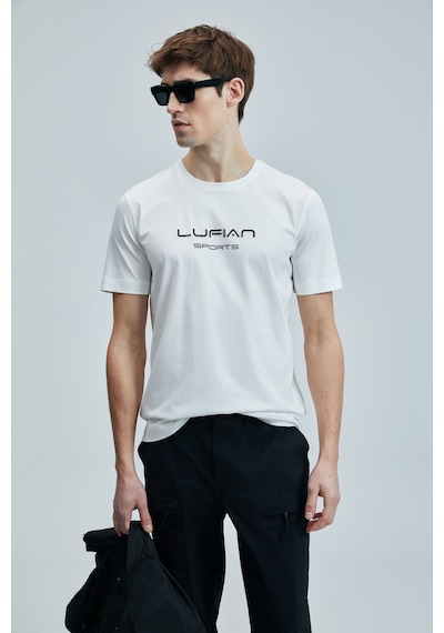 Lufian Erkek Fusıon Modern Grafik T-shirt 111020250 Beyaz Beyaz
