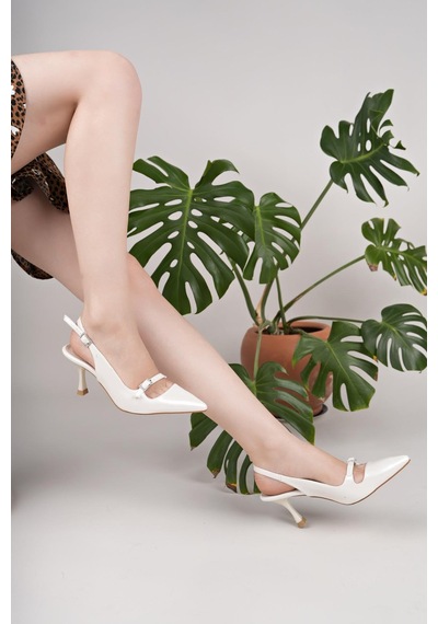 Nesilshoes Nesil Shoes Özma 447 Sedef Topuklu Kadın Sandalet