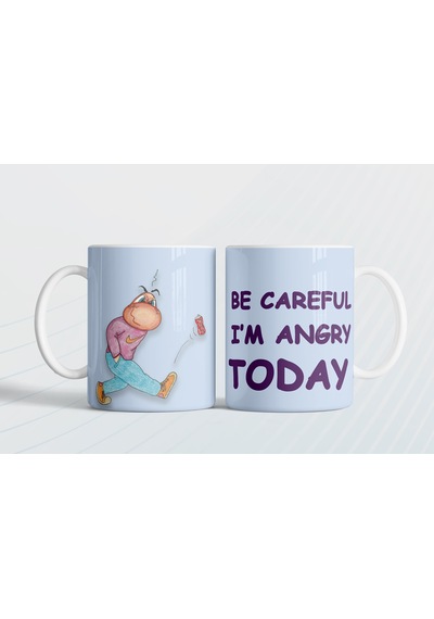 Be Careful I'm Angry Today Dikkatli Ol, Bugün Sinirliyim Eng Hediye Kupa Love Bug-t Açık Mavi
