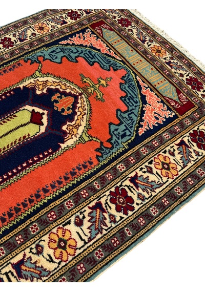 El Dokuma Sıfır Bünyan Halısı 90x140 Seccade %100 Yün Namazlık Renkli
