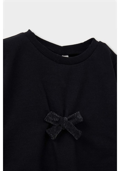 Defacto Kız Bebek 2li Takım Fiyonklu Sweatshirt Etek G5761a525wnbk81 Siyah-bk81