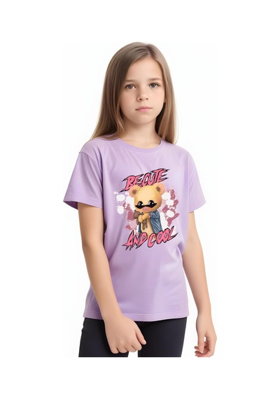 Panios Kids And Cool Baskılı Kız Çocuk Kısa Kollu T-shirt Lila