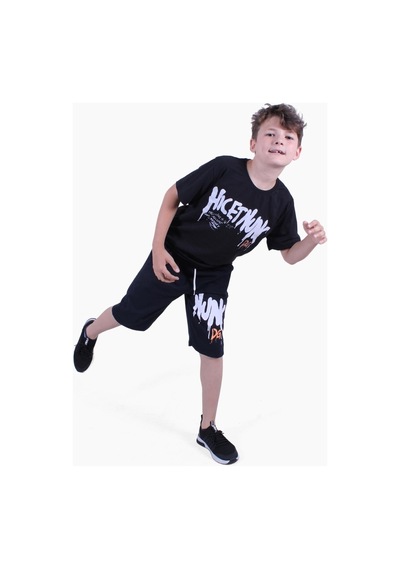 Fyk Kids Dg-nuk Yazı Baskılı Erkek Çocuk Yazlık Takım Siyah