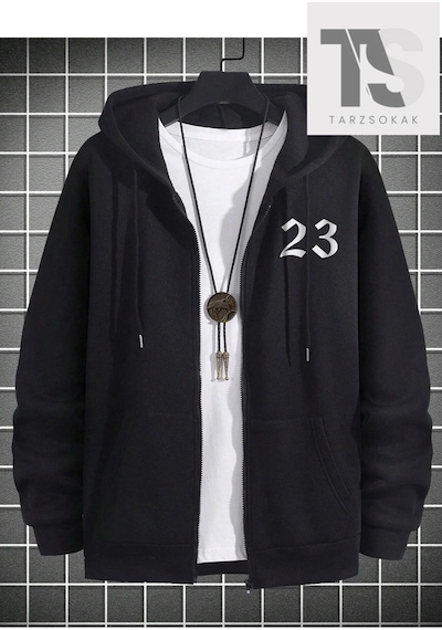 Adrift 23 Logo Sweatshirt Fermuarlı Hırka Siyah