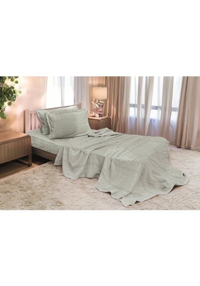 River 3 Parça Tek Kişilik Pike 170x230 Cm, Fıttd. Çarşaf , Yastık Kılıfı Takımı %100 Pamuk Mint Yeşili