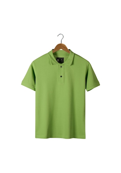 Erkek Çimen Yeşil Slim Fit Polo Yaka T-shirt Çimen Yeşil
