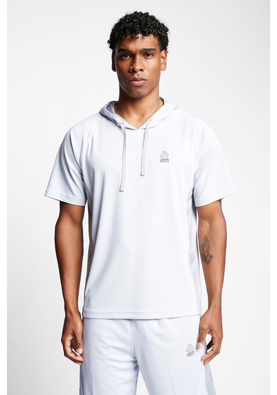 Lescon Beyaz Erkek Kısa Kollu Kapüşonlu Sweatshirt 23b 1027 Beyaz