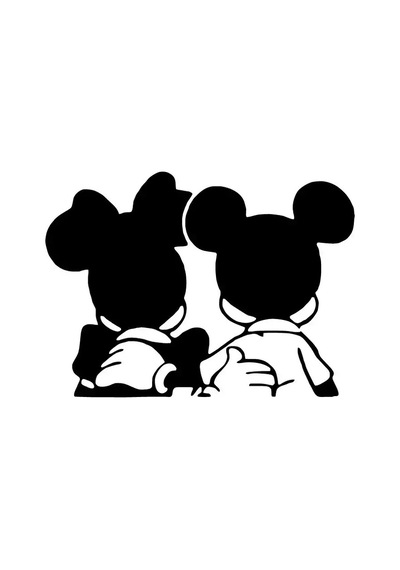 Arkası Dönük Mickey Minnie Sticker 30 X 21 Cm
