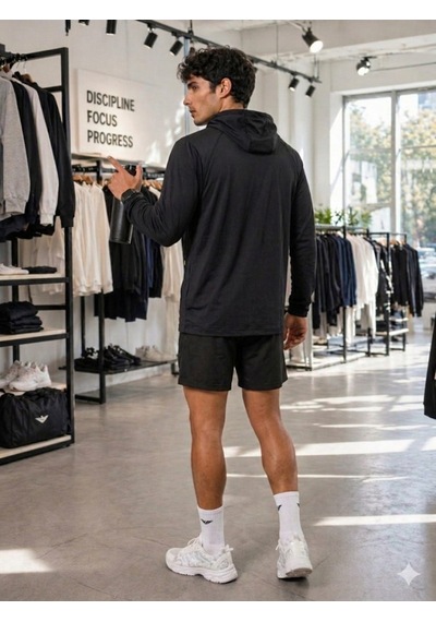 Crosstime Erkek Siyah Kapşonlu Sweatshirt
