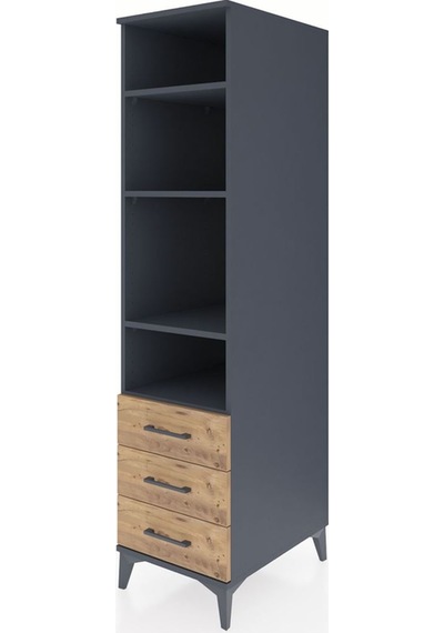 Kronos Dolap 4 Raflı 3 Çekmeceli 44x59x182 Antrasit-çam Antrasit