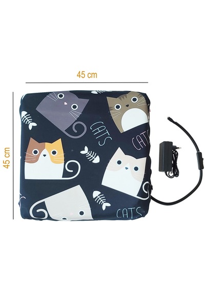 Kedi Minderi Isıtmalı Model 45x45cm 12v Adaptörlü Su Geçirmez Kdtes96
