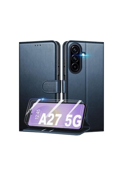 Samsung Galaxy A27 İle Uyumlu Kılıf Cüzdanlı Kapaklı Kartlıklı Standlı Kamera Korumalı Kapak + 1 Adet Ekran Koruyucu Cam, Mavi Çok Renkli Samsung Galaxy A27 İle Uyumlu Kılıf Cüzdanlı Kapaklı Kartlıklı Standlı Kamera Korumalı Kapak + 1 Adet Ekran Koruyucu Cam, Mavi Çok Renkli